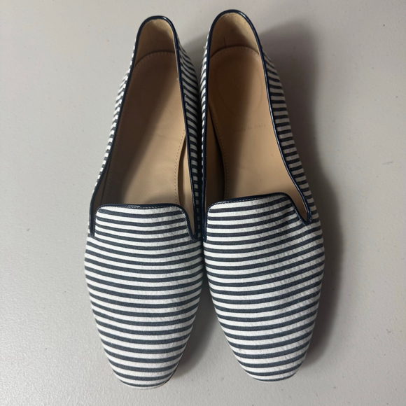 J.Crew Shoes - J.Crew Striped Loafers Flats White Navy Size 8.5